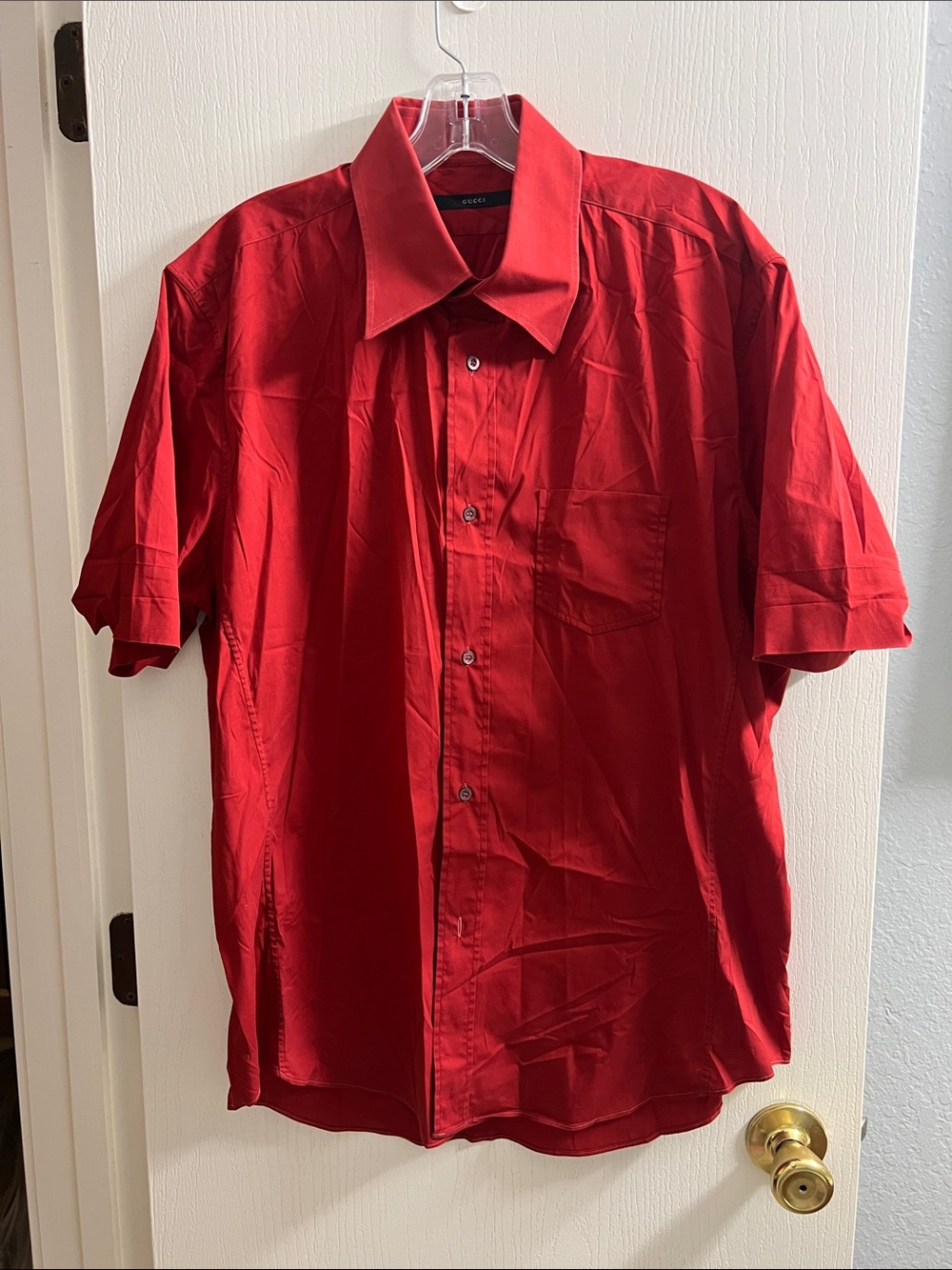 Gucci Men's Short-Sleeve Button-Down Shirt - Red